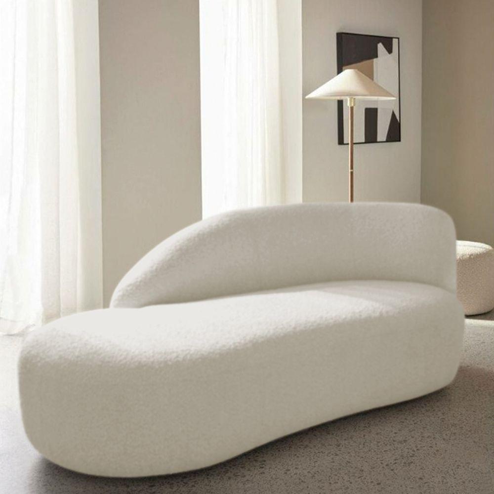 Divã Recamier Luna 160cm Lado Esquerdo Bouclé - Adj Decor Cor Bege - 4