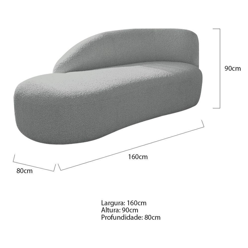 Divã Recamier Luna 160cm Lado Esquerdo Bouclé - Adj Decor Cor Cinza - 4