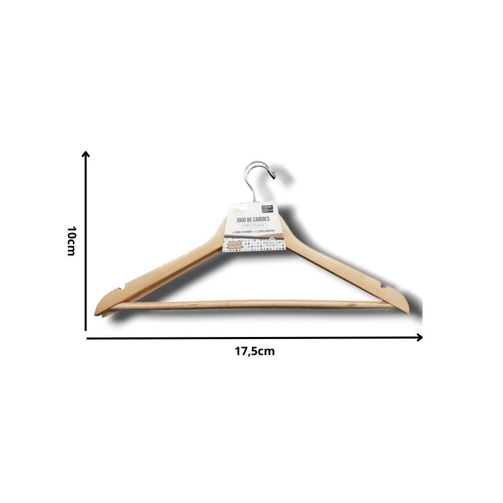 Kit 5un.cabide De Madeira C.2 Peças Cromado - 2