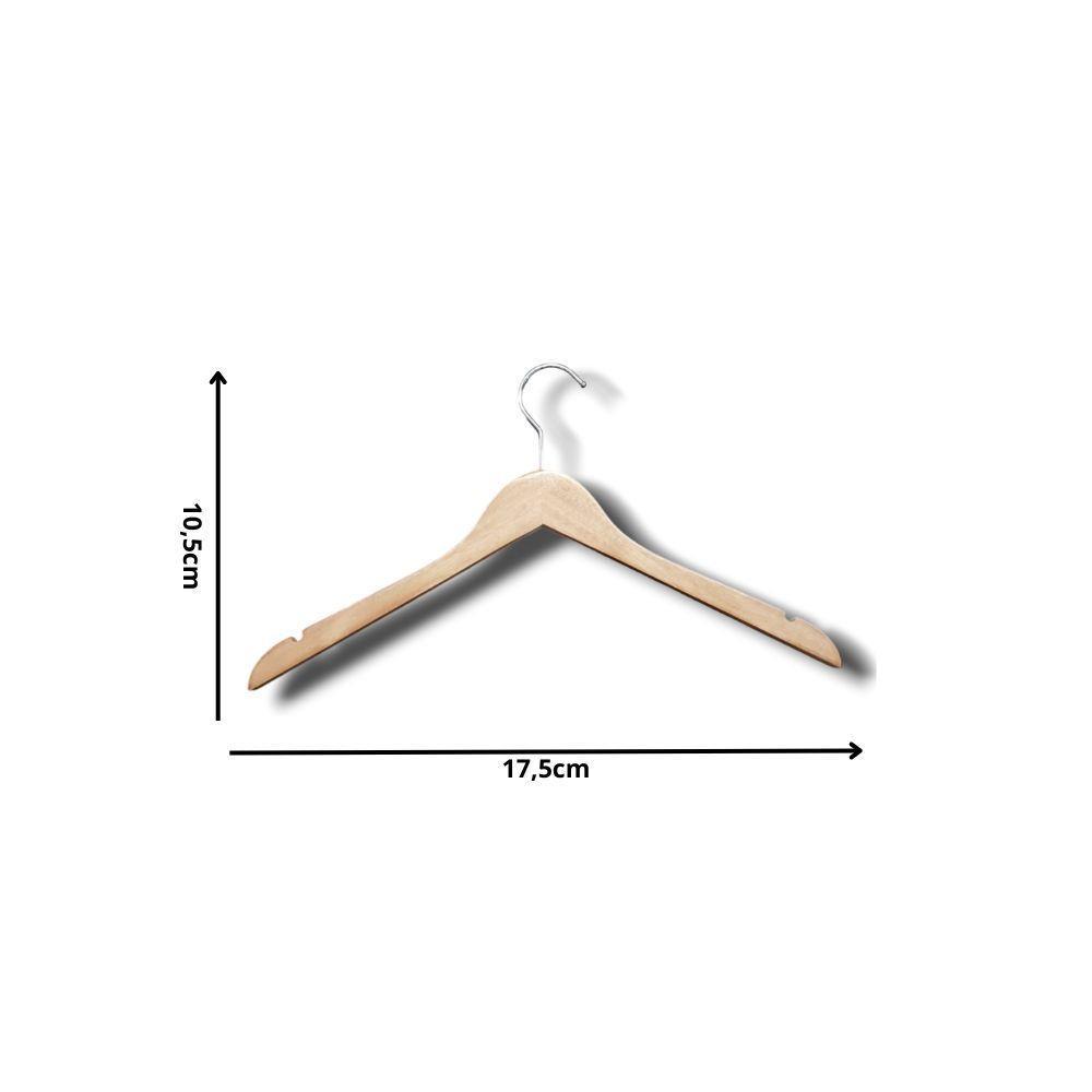 Kit 50un. Cabide De Madeira Sem Barra Com Gancho Cromado Cromado - 2