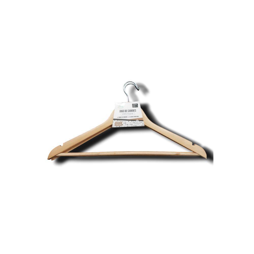 Kit 10un.cabide De Madeira C.2 Peças Cromado - 1