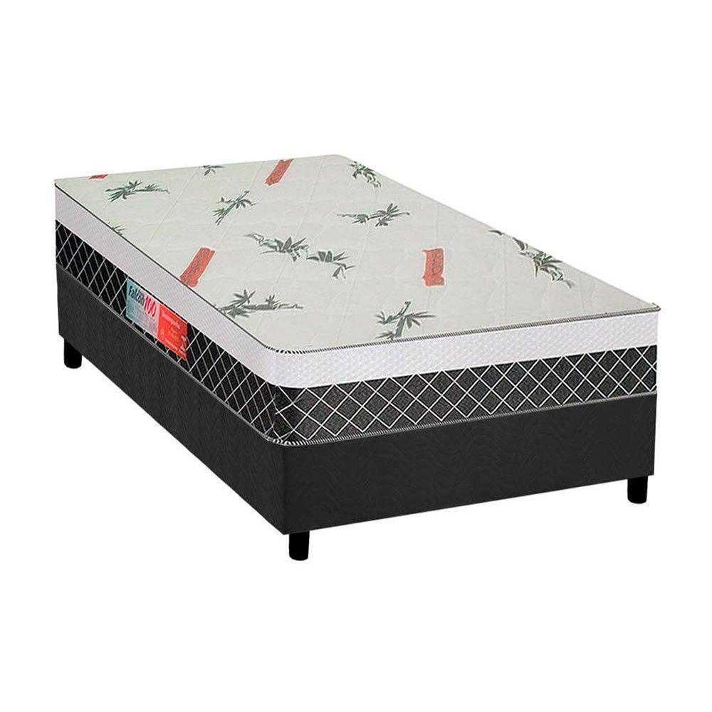 Cama Box Solteiro: Colchão Ortopédico Plumatex D28/EP Anatômico Falcon Ultra Firme + Base CRC Suede Gray(88x188) - 1