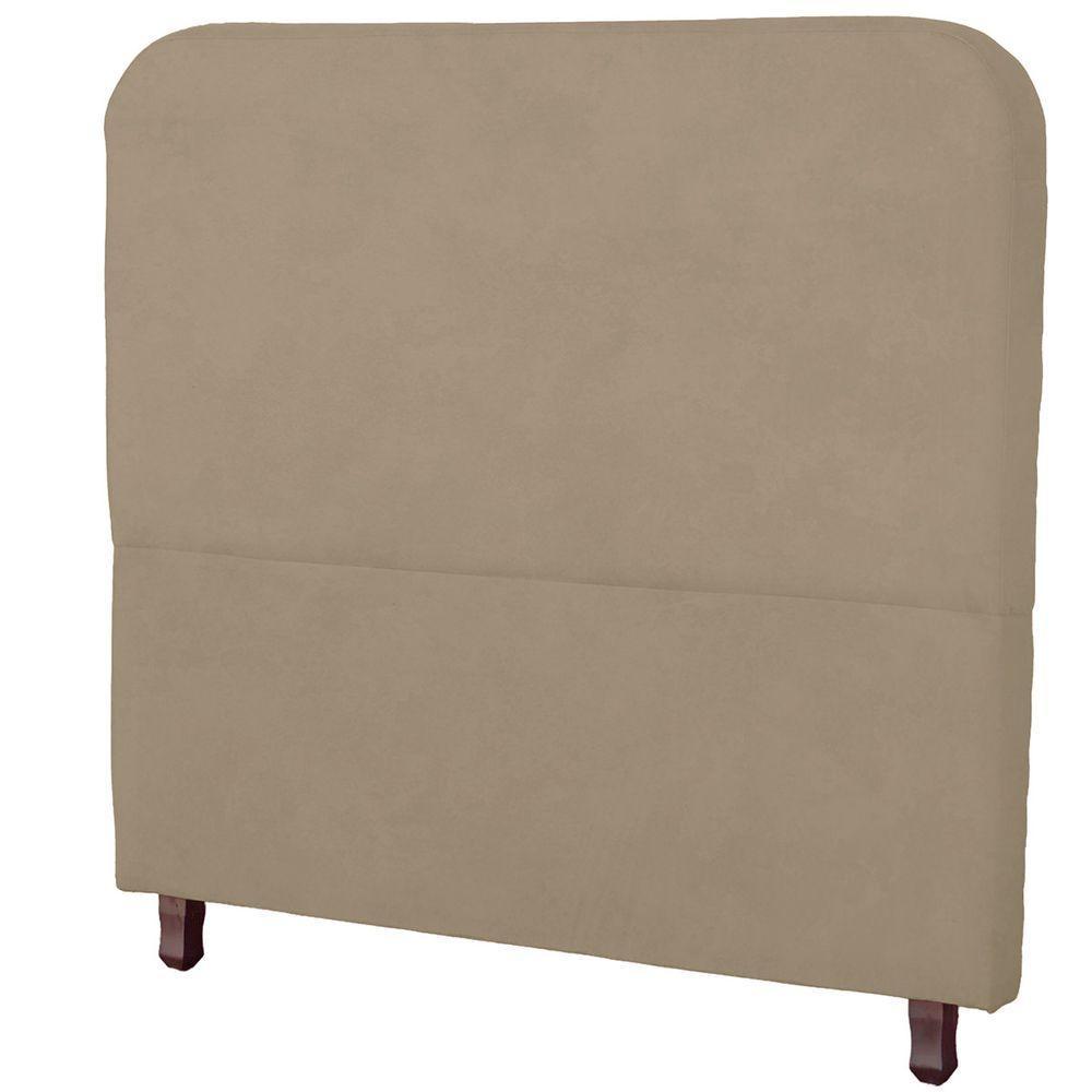 Cabeceira Casal King Size Estofada Para Cama Box Lizza Veludo Bege Escuro - 1