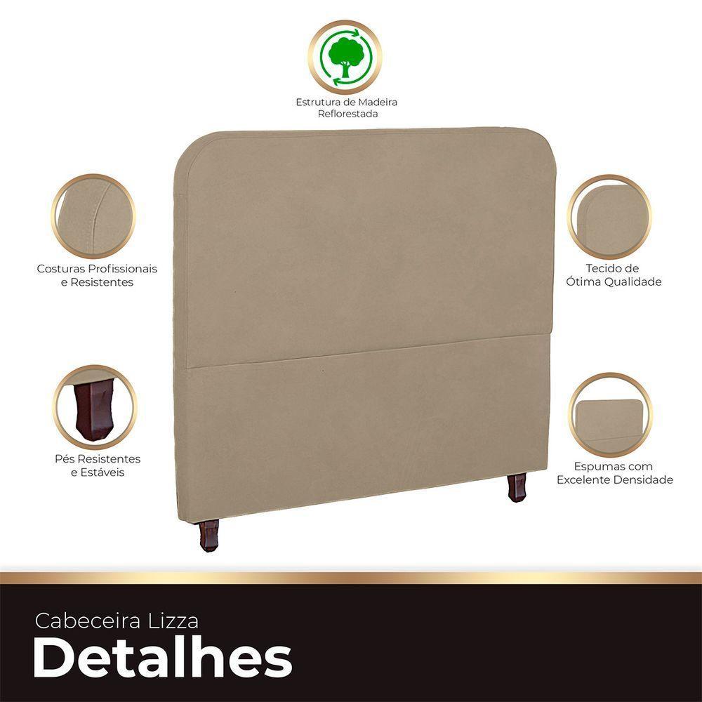 Cabeceira Casal King Size Estofada Para Cama Box Lizza Veludo Bege Escuro - 6