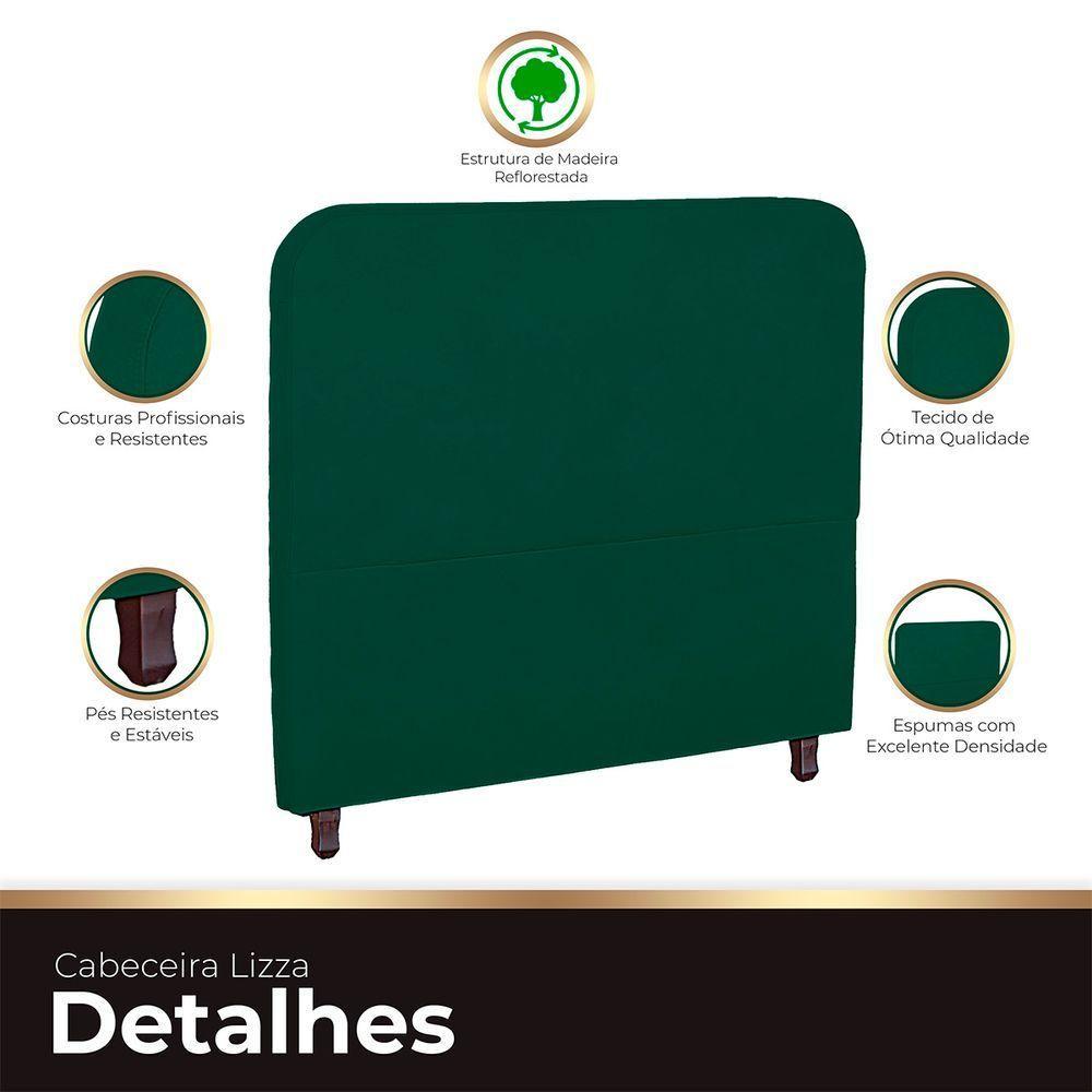 Cabeceira Casal Estofada Para Cama Box Lizza Veludo Cor Verde Esmeralda - 3