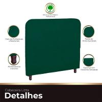 Cabeceira Casal Estofada Para Cama Box Lizza Veludo Cor Verde Esmeralda - 3