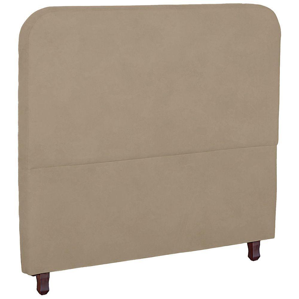 Cabeceira Casal Estofada Para Cama Box Lizza Veludo Bege Escuro - 5