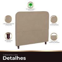 Cabeceira Casal Estofada Para Cama Box Lizza Veludo Bege Escuro - 7