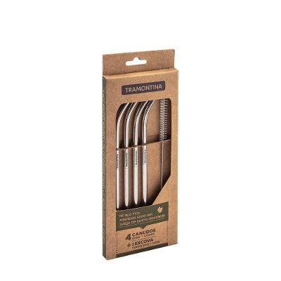 Jogo De Canudos Tramontina Em Aço Inox Com Escova 5 Peças Tramontina