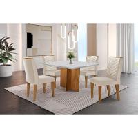 Conjunto Mesa Olímpia 90cm Em Mdf 4 Cadeiras Liz Moderna Vel.creme /off White/imbuia - 1