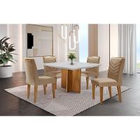 Conjunto Mesa Olímpia 90cm Em Mdf 4 Cadeiras Liz Moderna Turim / Off White / Imbuia - 1