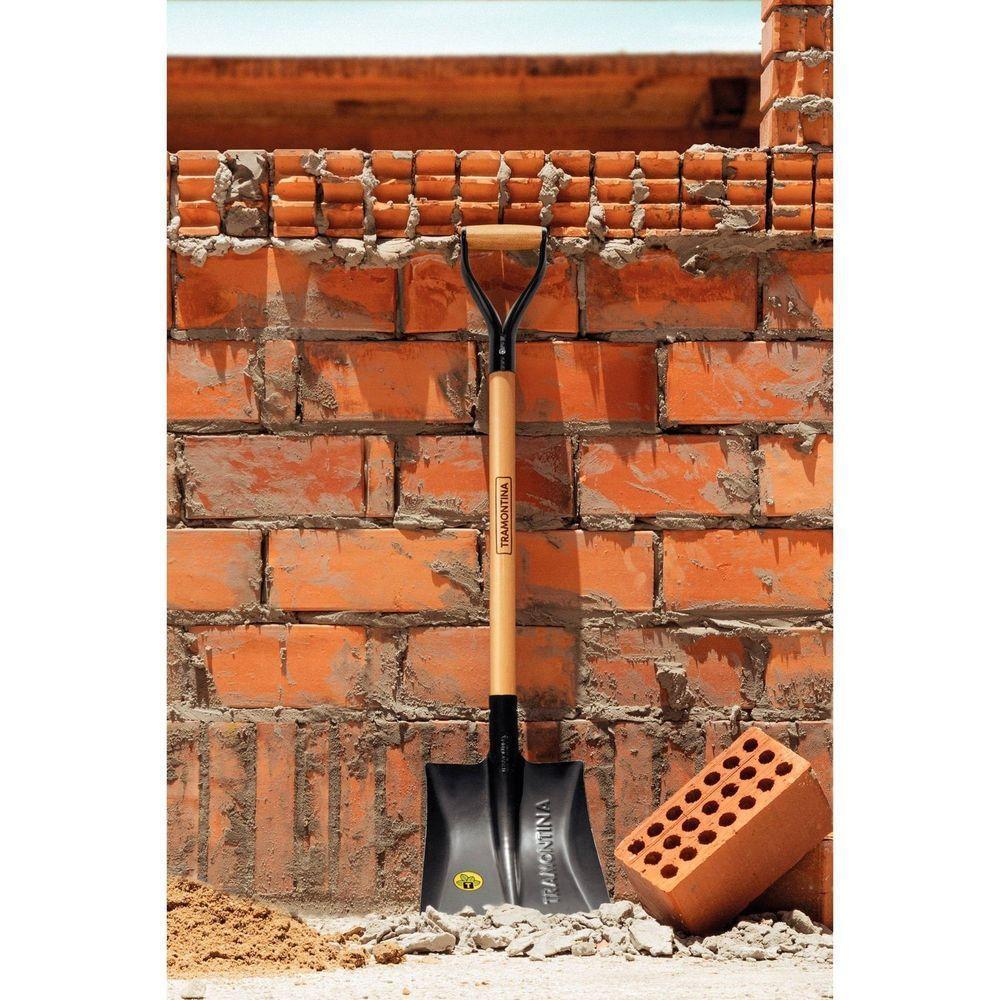Pá Quadrada Metálica Tramontina Com Cabo De Madeira 74 Cm E Empunhadura Metálica Tramontina - 7