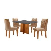 Conjunto Mesa Olímpia 90cm Tampo Em Mdf 4cad Liz Moderna Turim / Grafite / Imbuia - 2