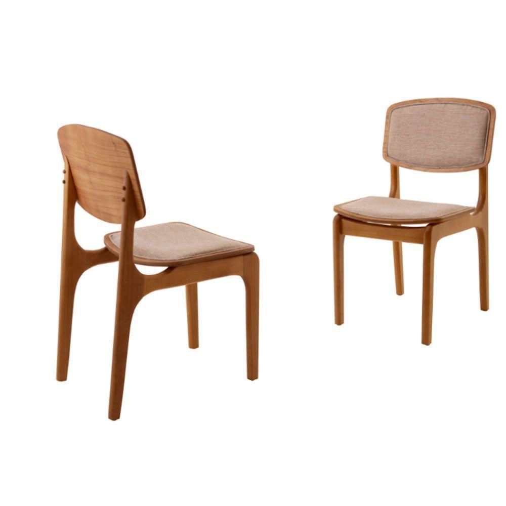 Conjunto Mesa Noronha Com Vidro E 8 Cadeiras Malta Moderna Linho Palha Off White Imbuia - 4