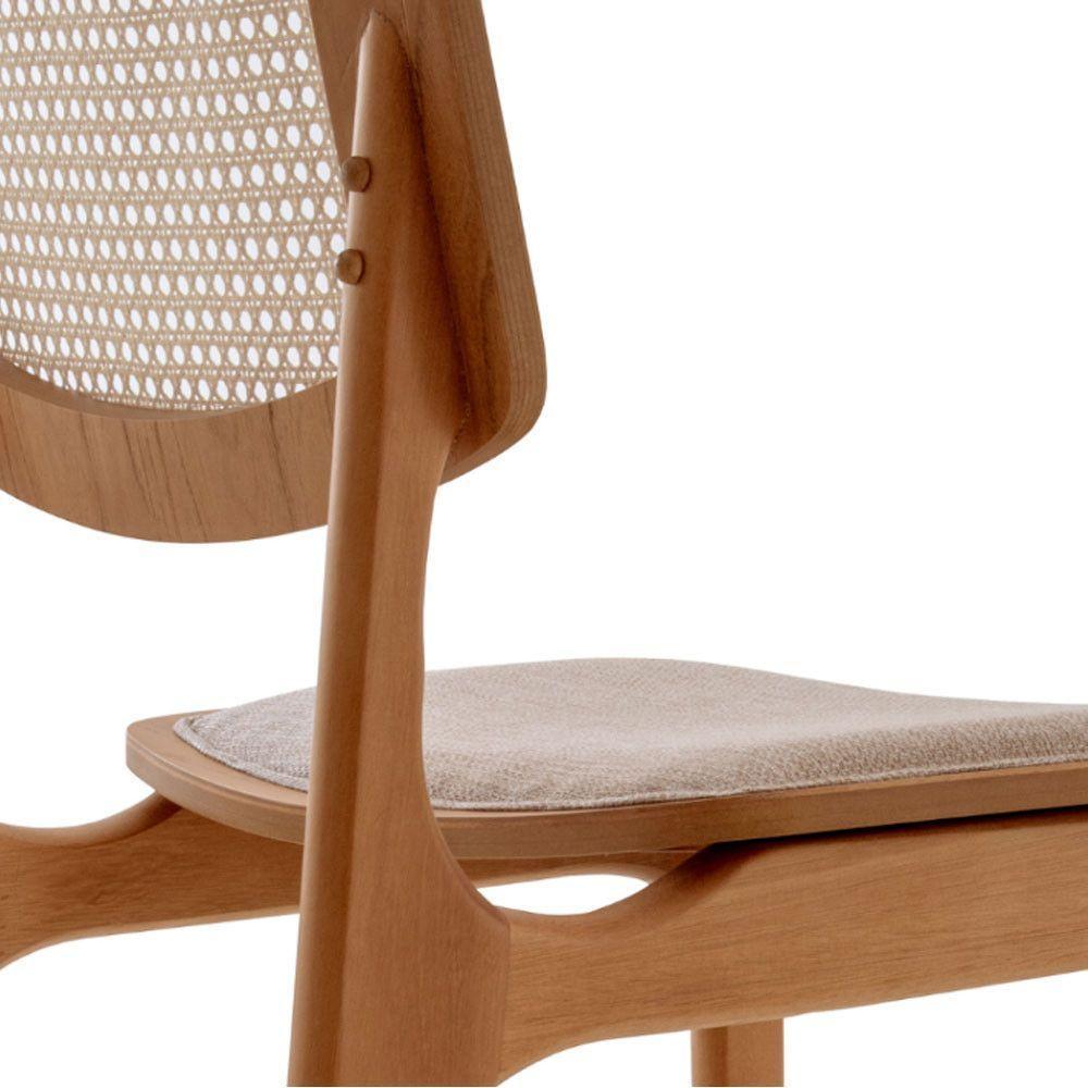 Conjunto Mesa Malta 160cm 6 Cadeiras Malta Premium Moderna Linho Palha Off White Imbuia - 6