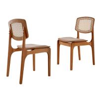 Conjunto Mesa Malta 160cm 6 Cadeiras Malta Premium Moderna Linho Palha Off White Imbuia - 3