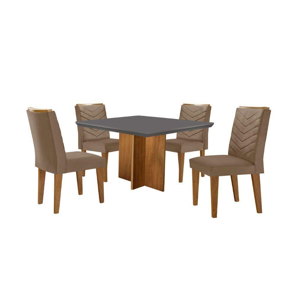Conjunto Mesa Olímpia Em Mdf Com 4 Cadeiras Liz Moderna Vel. Capuccino Grafite Imbuia - 2