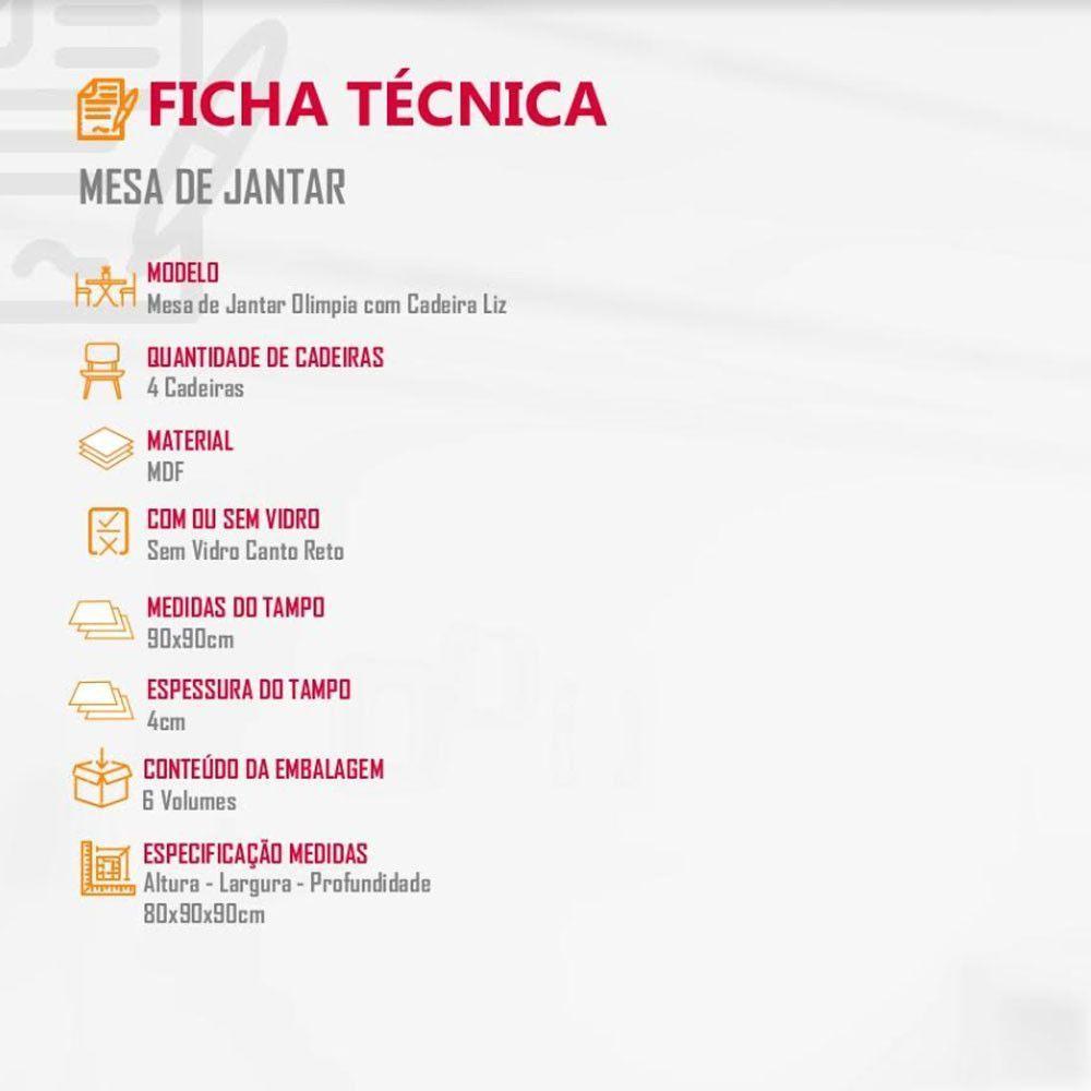 Conjunto Mesa Olímpia Em Mdf Com 4 Cadeiras Liz Moderna Vel. Capuccino Grafite Imbuia - 6