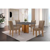 Conjunto Mesa Olímpia Em Mdf Com 4 Cadeiras Liz Moderna Vel. Capuccino Grafite Imbuia - 1