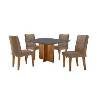 Conjunto Mesa Olímpia Em Mdf Com 4 Cadeiras Liz Moderna Vel. Capuccino Grafite Imbuia - 2