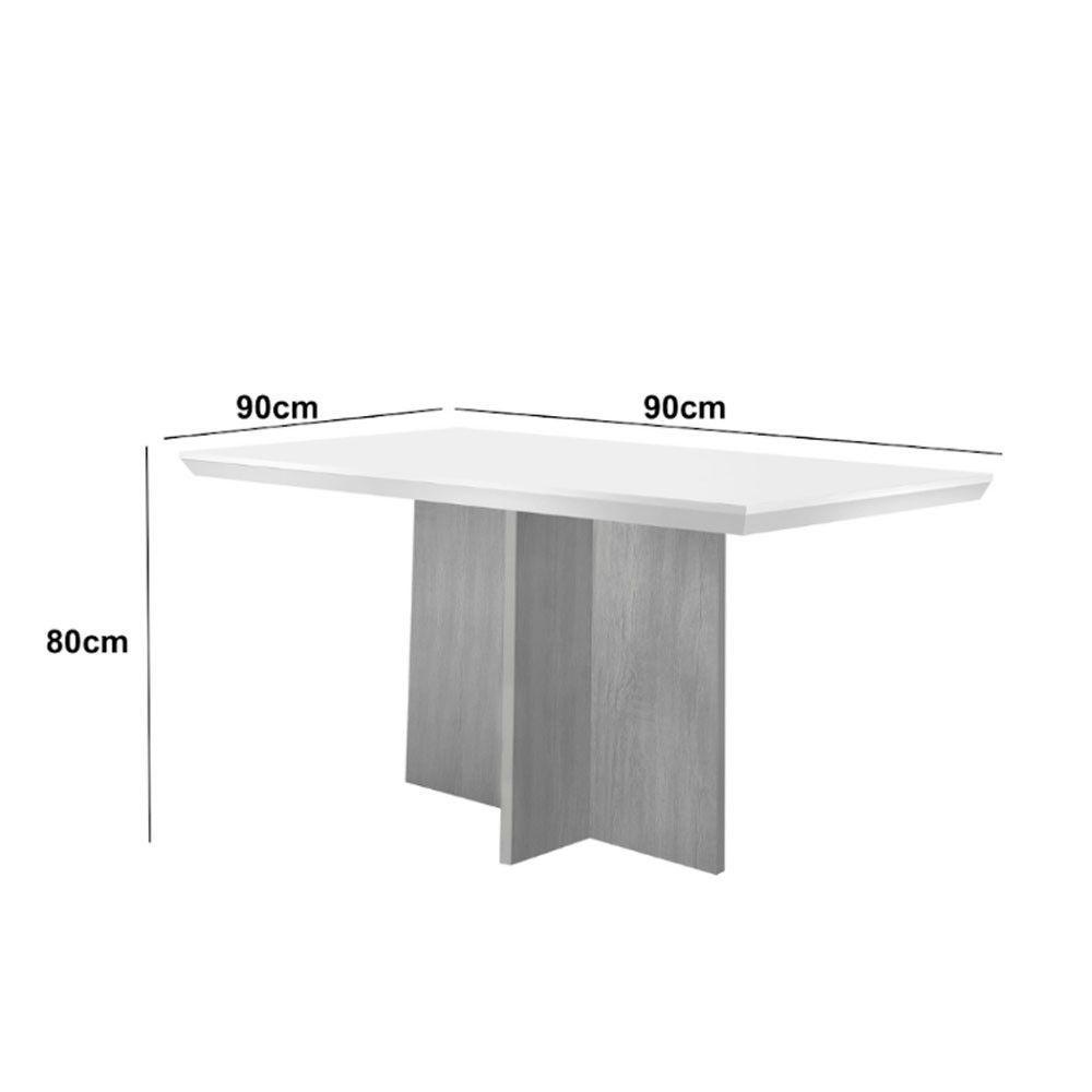 Conjunto Mesa Olímpia 90cm Tampo Mdf 4 Cadeiras Liz Moderna Turim / Off White / Imbuia - 4