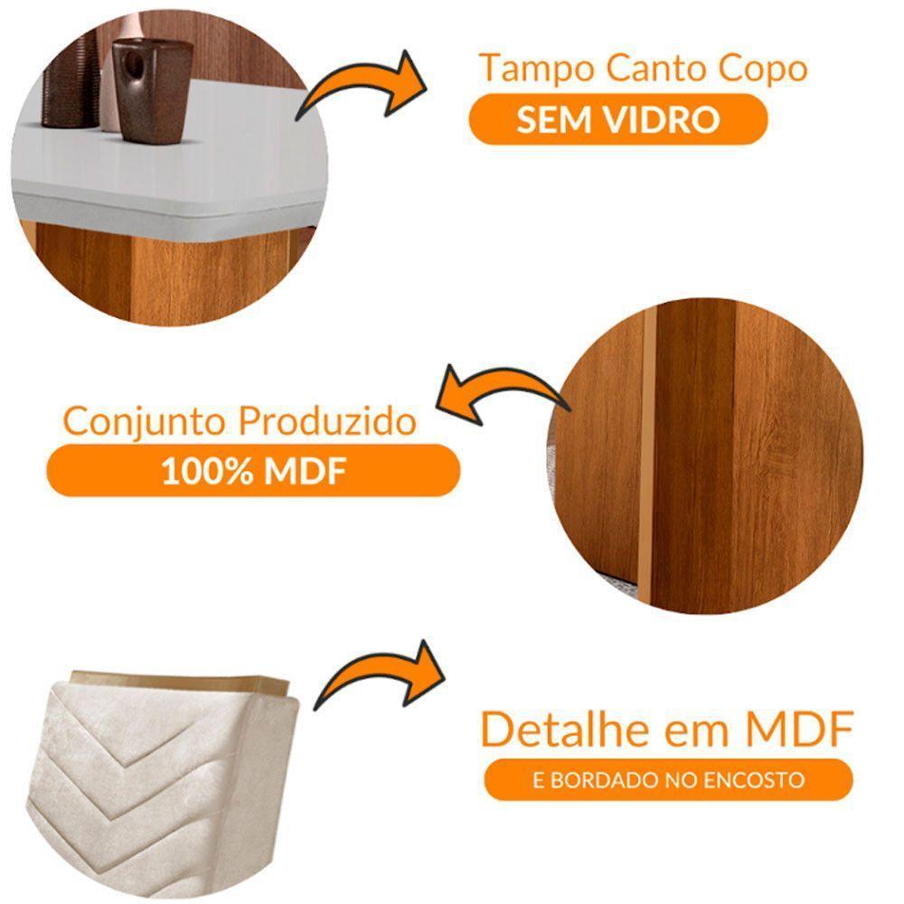 Conjunto Mesa Olímpia 90cm Tampo Mdf 4 Cadeiras Liz Moderna Vel.creme /off White/imbuia - 6
