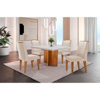 Conjunto Mesa Olímpia 90cm Tampo Mdf 4 Cadeiras Liz Moderna Vel.creme /off White/imbuia - 1