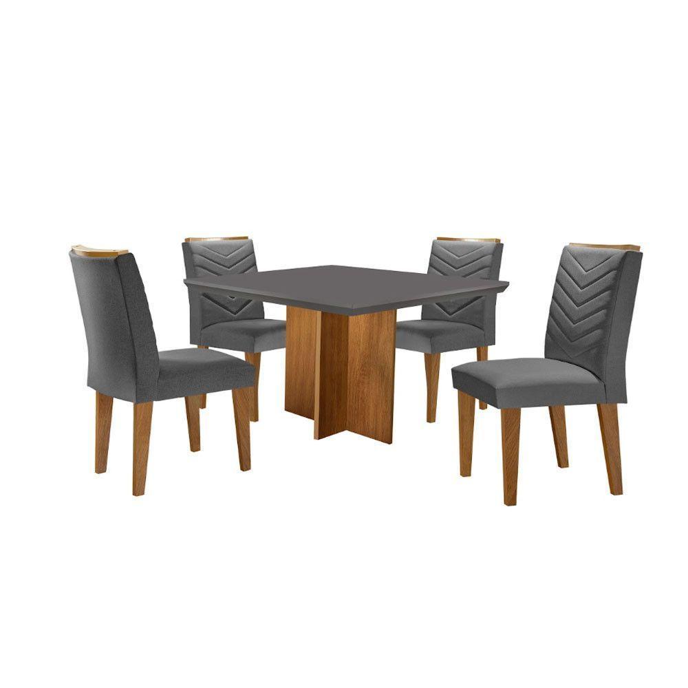 Conjunto Mesa Olímpia Em Mdf Com 4 Cadeiras Liz Moderna Linho Grafite E Imbuia - 2