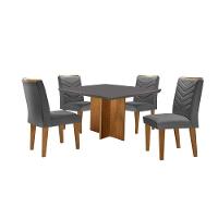 Conjunto Mesa Olímpia Em Mdf Com 4 Cadeiras Liz Moderna Linho Grafite E Imbuia - 2