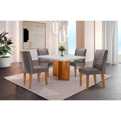 Conjunto Mesa Olímpia 90cm Tampo Mdf 4 Cadeiras Liz Moderna Vel. Grafite Off White Imbuia