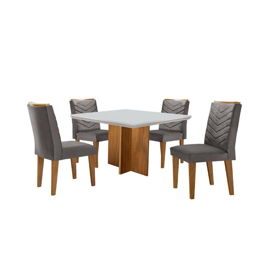 Conjunto Mesa Olímpia 90cm Em Mdf 4 Cadeiras Liz Moderna Vel. Grafite Off White Imbuia - 2