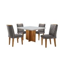 Conjunto Mesa Olímpia 90cm Em Mdf 4 Cadeiras Liz Moderna Vel. Grafite Off White Imbuia - 2