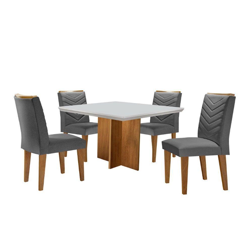 Conjunto Mesa Olímpia 90cm Em Mdf 4 Cadeiras Liz Moderna Lin.grafite/off White/imbuia - 2