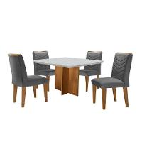 Conjunto Mesa Olímpia 90cm Em Mdf 4 Cadeiras Liz Moderna Lin.grafite/off White/imbuia - 2