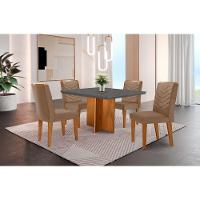 Conjunto Mesa Olímpia 90cm Tampo Em Mdf 4cad Liz Moderna Vel. Capuccino Grafite Imbuia - 1