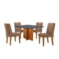 Conjunto Mesa Olímpia 90cm Tampo Em Mdf 4cad Liz Moderna Vel. Capuccino Grafite Imbuia - 2