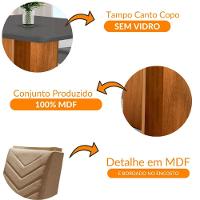 Conjunto Mesa Olímpia 90cm Tampo Em Mdf 4cad Liz Moderna Veludo Creme/grafite/imbuia - 6