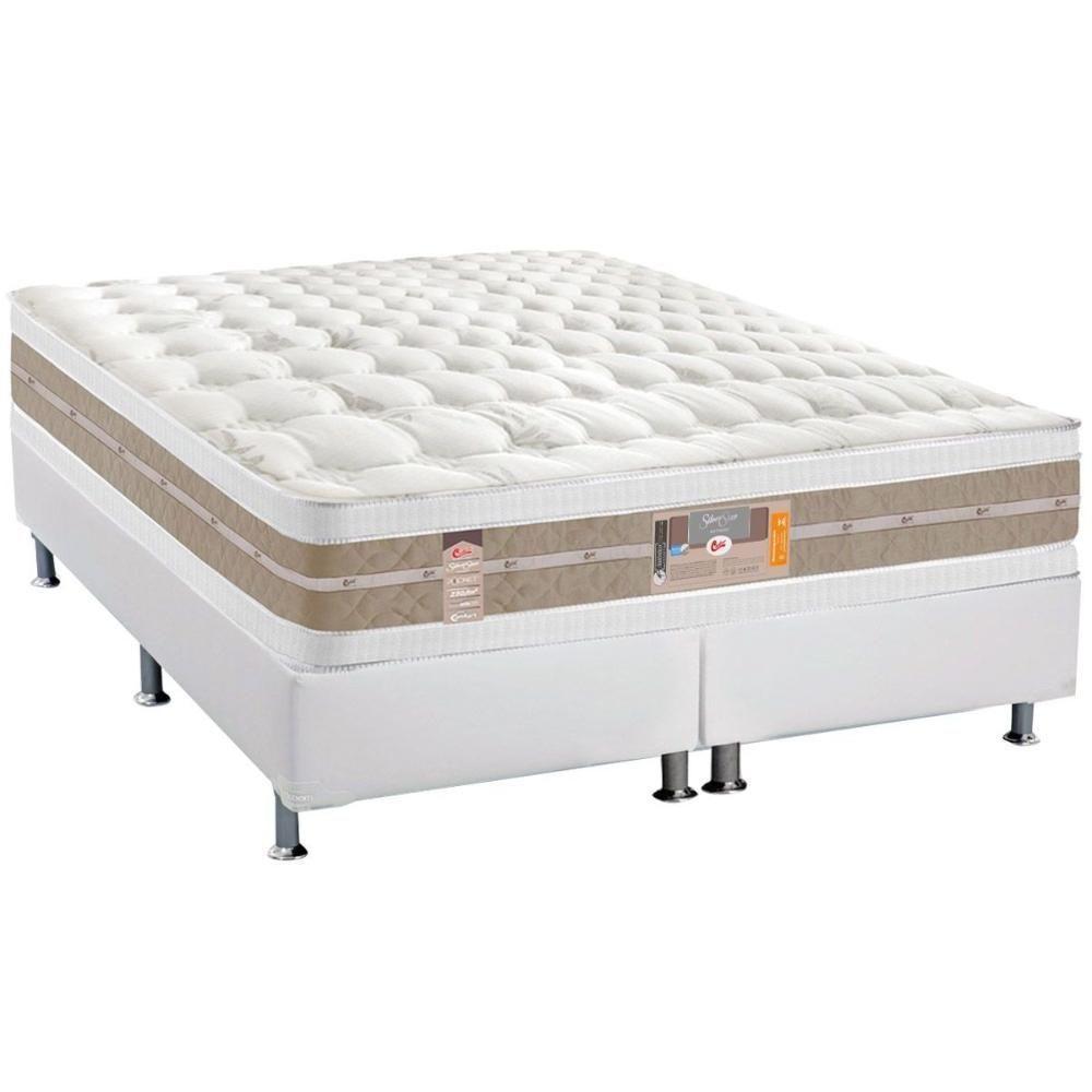 Cama Box Queen: Colchão Molas Ensacadas Castor Pocket Silver Star Air DF + Base CRC Courano White(158x198) - 1