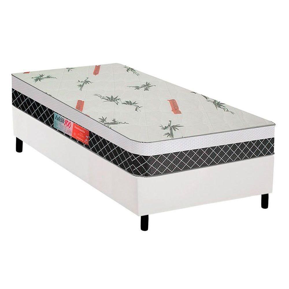 Cama Box Solteiro: Colchão Ortopédico Plumatex D28/EP Falcon Ultra Firme + Base CRC Courano White(88x188) - 1