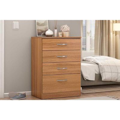 Cômoda Astral 4 Gavetas em MDF com Puxador Plástico Branco para Quarto Reto