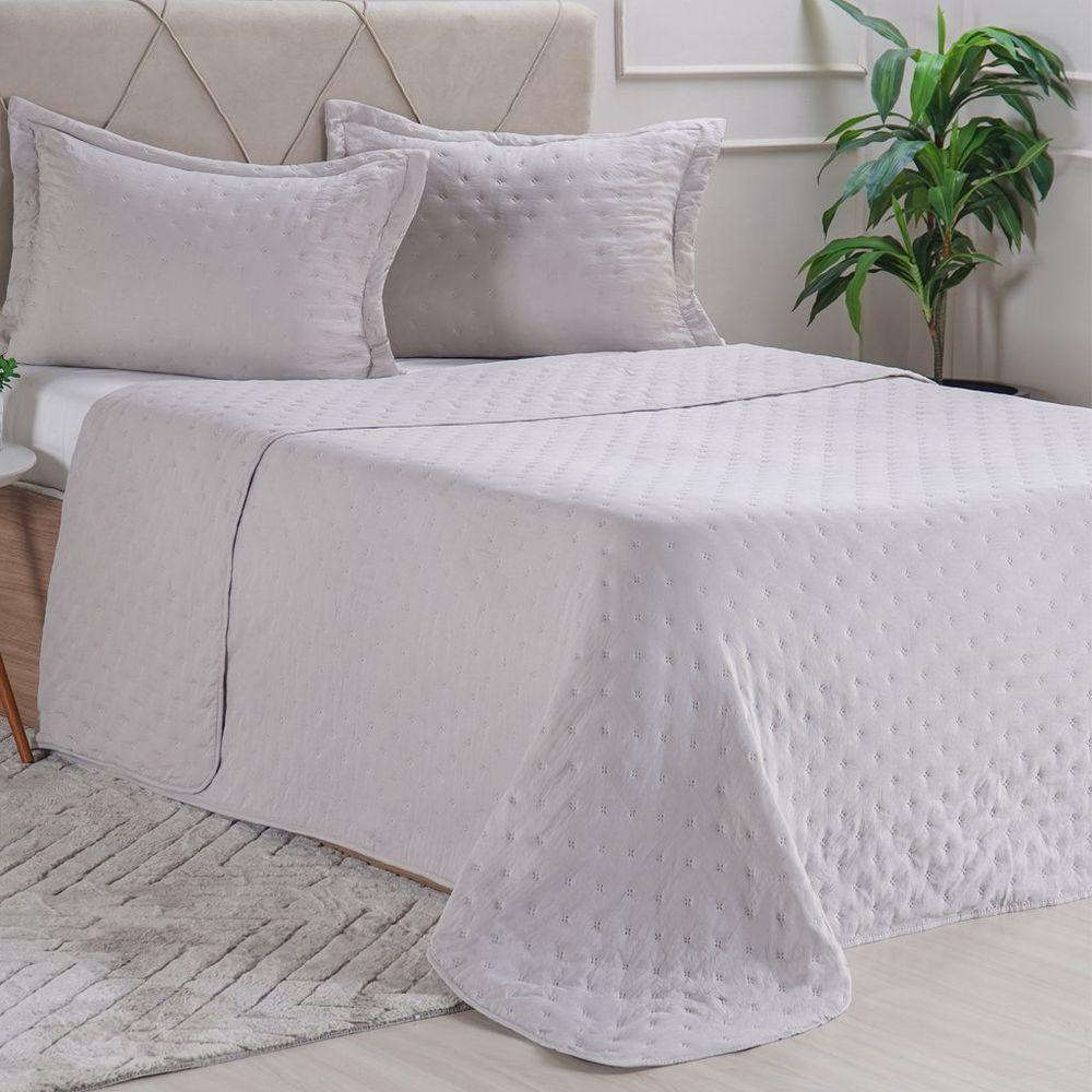 Kit Cobre Leito Queen Miraggio Ultra Soft Com Porta Travesseiro Cinza Elefante - 1