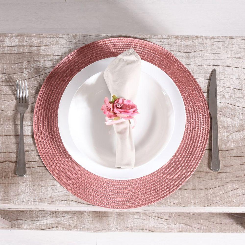 Kit 10 Americano Requinte Liso Para Mesa Redondo 38cm Rosê - 2