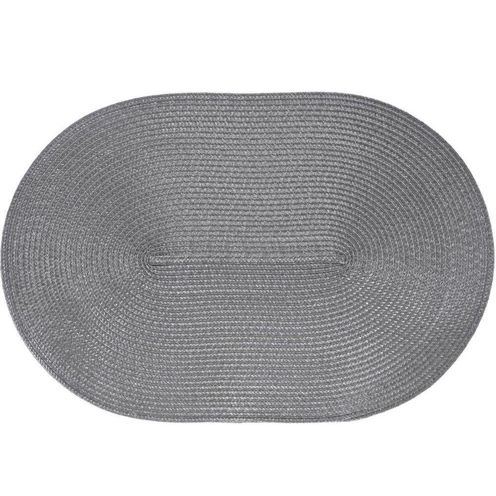 Kit 6 Americano Requinte Liso Para Mesa Oval 30x45cm Chumbo - 1