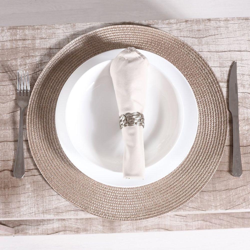 Kit 6 Americano Requinte Liso Para Mesa Redondo 38cm Palha - 2