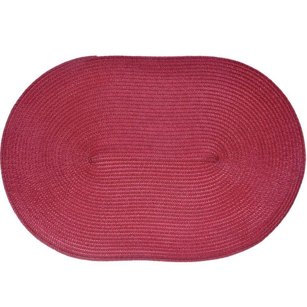 Kit 4 Americano Requinte Liso Para Mesa Oval 30x45cm Bordô - 1