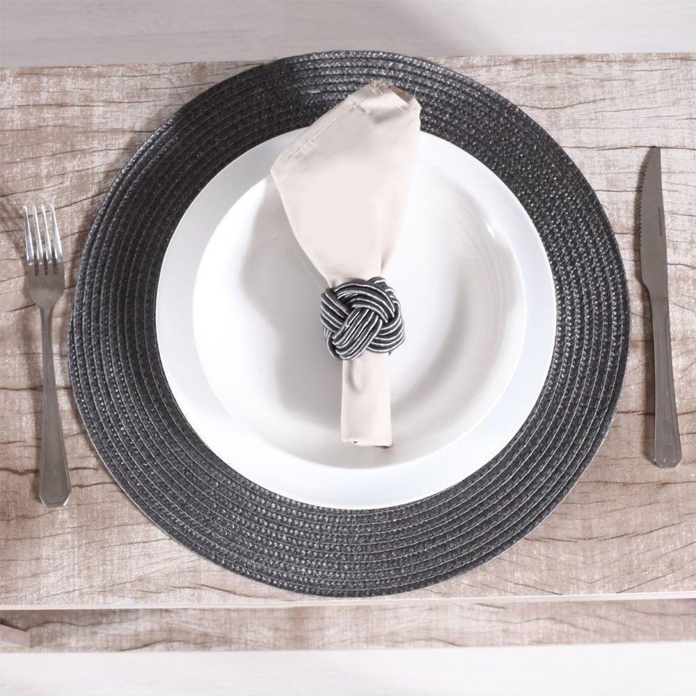 Kit 6 Americano Requinte Liso Para Mesa Redondo 38cm Chumbo - 2