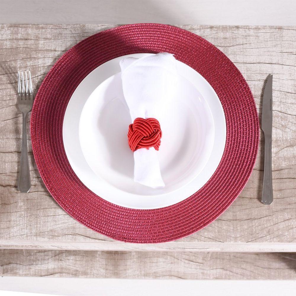 Kit 8 Americano Requinte Liso Para Mesa Redondo 38cm Bordô - 2