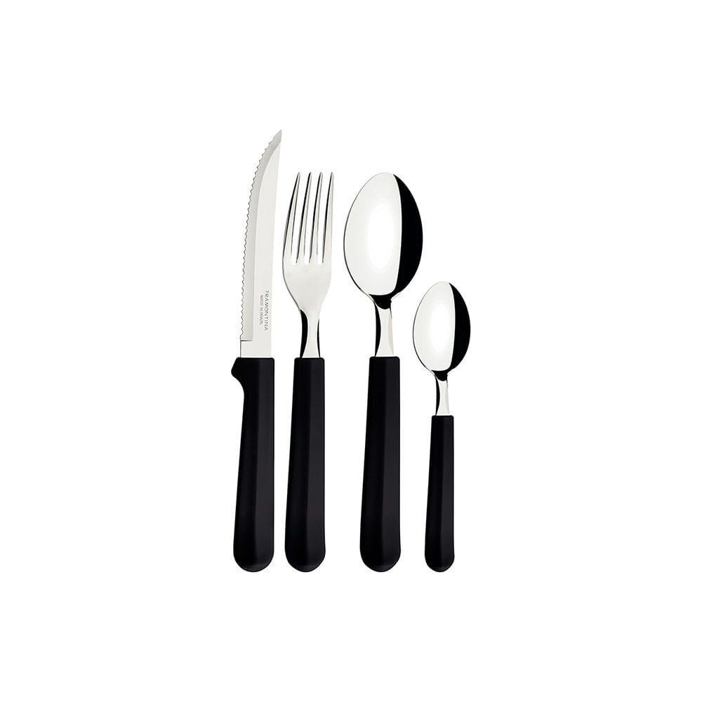 Faqueiro Tulum Com Lâminas Em Inox E Cabos De Polipropileno Preto 24pçs - Tramontina - 1