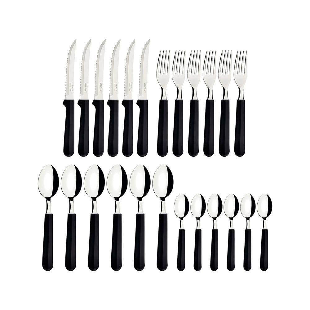 Faqueiro Tulum Com Lâminas Em Inox E Cabos De Polipropileno Preto 24pçs - Tramontina - 2