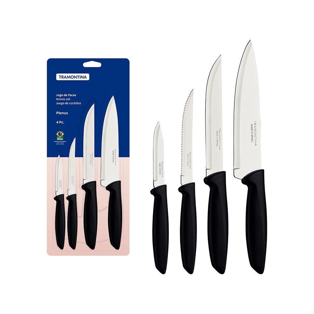 Jogo De Facas Plenus Com Lâminas Em Inox E Cabos De Polipropileno Preto 4pçs - Tramontina - 2